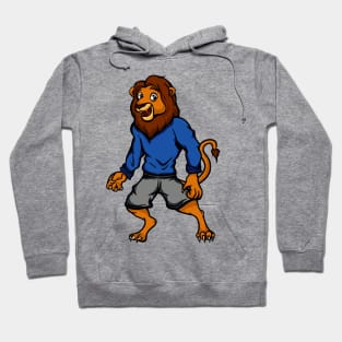 Cute Anthropomorphic Human-like Cartoon Character Lion in Clothes Hoodie